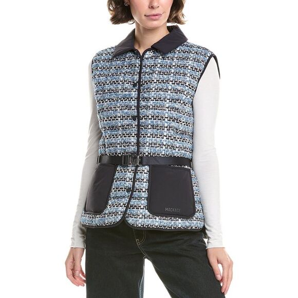 Mackage Jackets & Blazers - Mackage Womens  Francine Tweed Down Vest, Blue